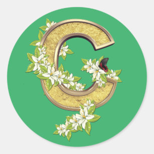 Födelsedagskapital-brev-C Runt Klistermärke