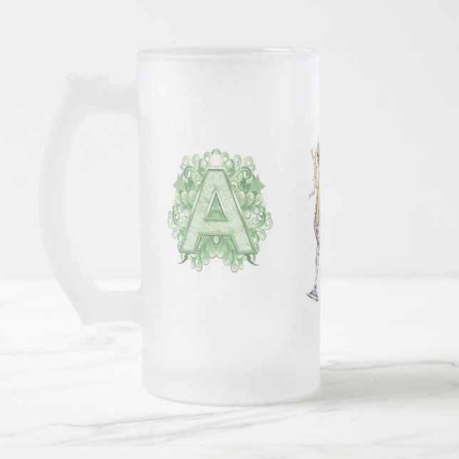 Födelsedagskapital Monogram - brev A Frostat Ölglas (Vänster)