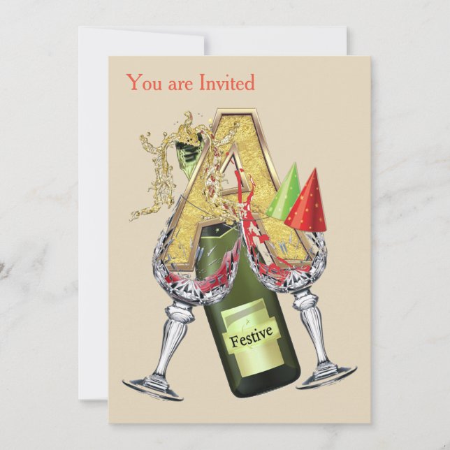 Födelsedagskapital Monogram - brev A Inbjudningar (Framsida)