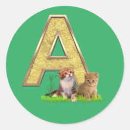 Födelsedagskapital Monogram - brev A Runt Klistermärke