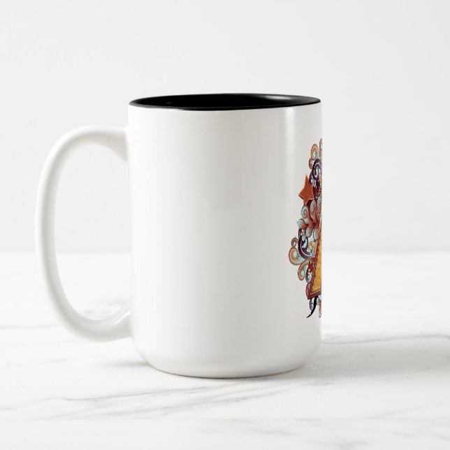 Födelsedagskapital Monogram - brev A Två-Tonad Mugg (Vänster)