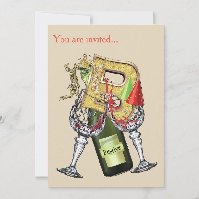 Födelsedagskapital Monogram - brev B Inbjudningar (Framsida)