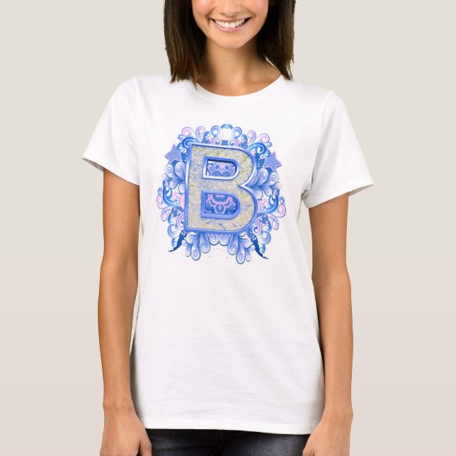 Födelsedagskapital Monogram - brev B T Shirt (Framsida)