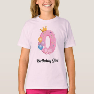 Födelsedagskjorta för flickor Nummer 0 Rosa Donut T Shirt