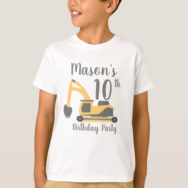 Födelsedagskläder för pojkar med byggtema t shirt (Framsida)
