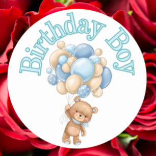 Födelsedagskorgen Bear Baby Shower Runt Klistermärke