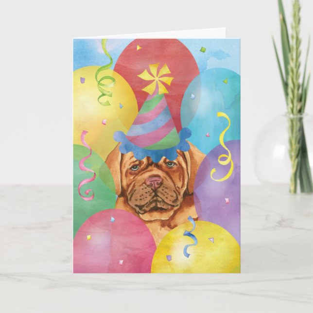 Födelsedagskorgen Dogue de Bordeaux Card Kort (Framsida)