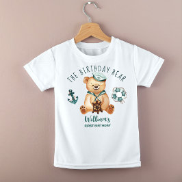Födelsedagskorgen nautisk nalle party anpassningsb t shirt