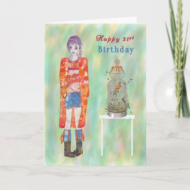 Födelsedagskort 21:a. Födelsedag för kvinnor Kort (Framsida)