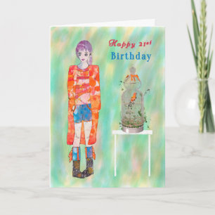 Födelsedagskort 21:a. Födelsedag för kvinnor Kort