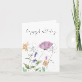Födelsedagskort | Akvarellblommor Tack Kort