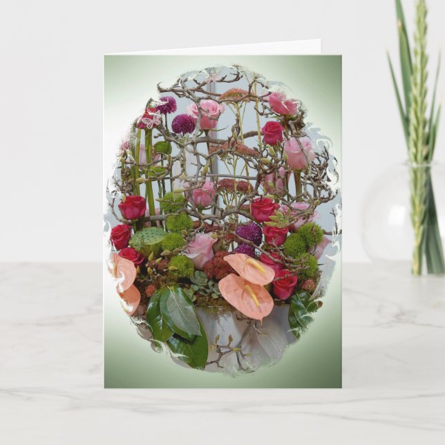 Födelsedagskort - Arrangemang Blommigt Kort (Framsida)