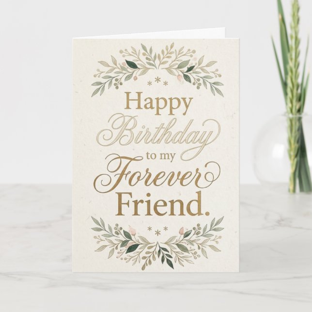 Födelsedagskort Bästa Vänner Typografi Blommor Kort (Framsida)