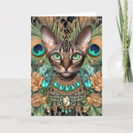 Födelsedagskort Bengalisk Tigerkatt Påfågelsfjädra Kort