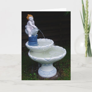 Födelsedagskort "Birdbadet Fontän Flowing Vatten # Kort