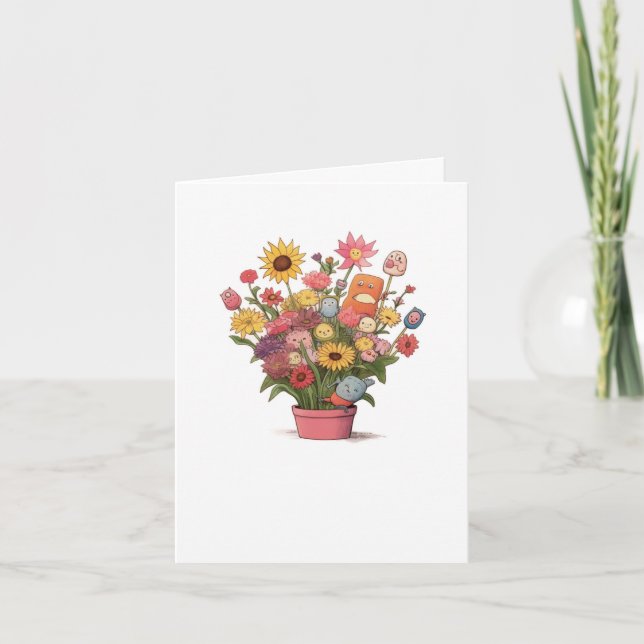Födelsedagskort, blommor. Grattis på födelsedagen Kort (Framsida)