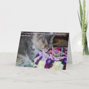 Födelsedagskort, blommor och katt kort