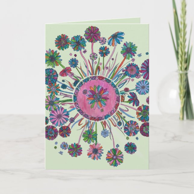 Födelsedagskort - Blommor och Nyckelpigor Kort (Framsida)