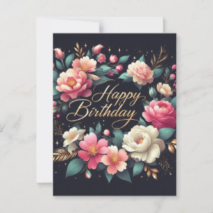 Födelsedagskort - blomsterdesign vykort