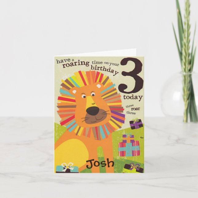 Födelsedagskort - Boys tredje födelsedagsroar Kort (Framsida)