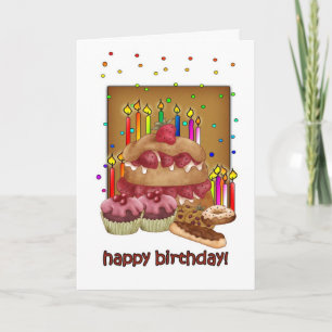 Födelsedagskort - Cakes Cookies Kopp Cakes Candles Kort