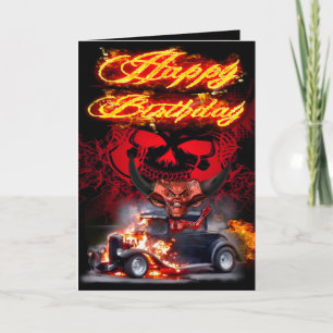 Födelsedagskort djävulen hot rod kort