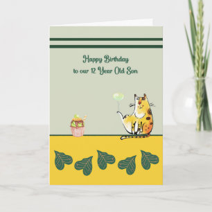 Födelsedagskort för 12-årig son med katt kort