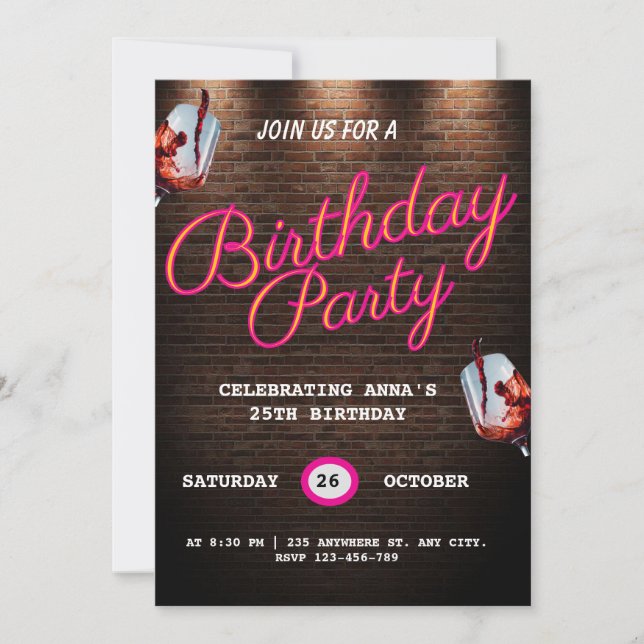 Födelsedagskort för 25-årsdag inbjudningar (Framsida)