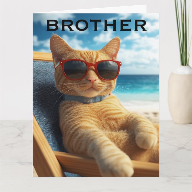 FÖDELSEDAGSKORT FÖR BROR MED KATT KORT (Framsida)