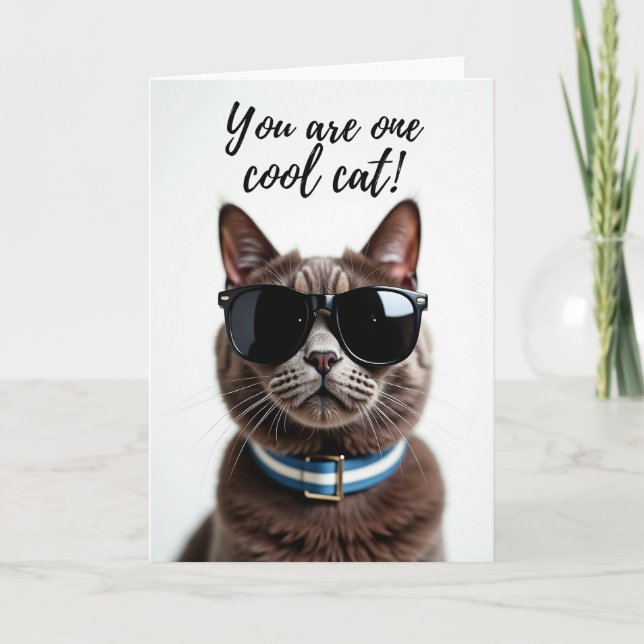 Födelsedagskort för cool katt kort (Framsida)