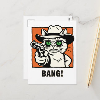 Födelsedagskort för Cowboy Cat - 'BANG' Vilda väst Vykort