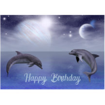 Födelsedagskort för delfiner i Oceanen och Nattdag