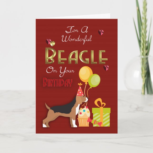 Födelsedagskort för din beagle-Hund, Beagles Birth Kort (Framsida)