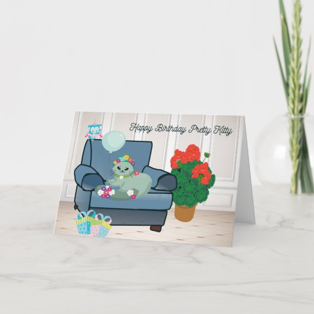 Födelsedagskort för ditt katt kort (Framsida)