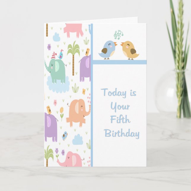 Födelsedagskort för fem år gamla barn kort (Framsida)