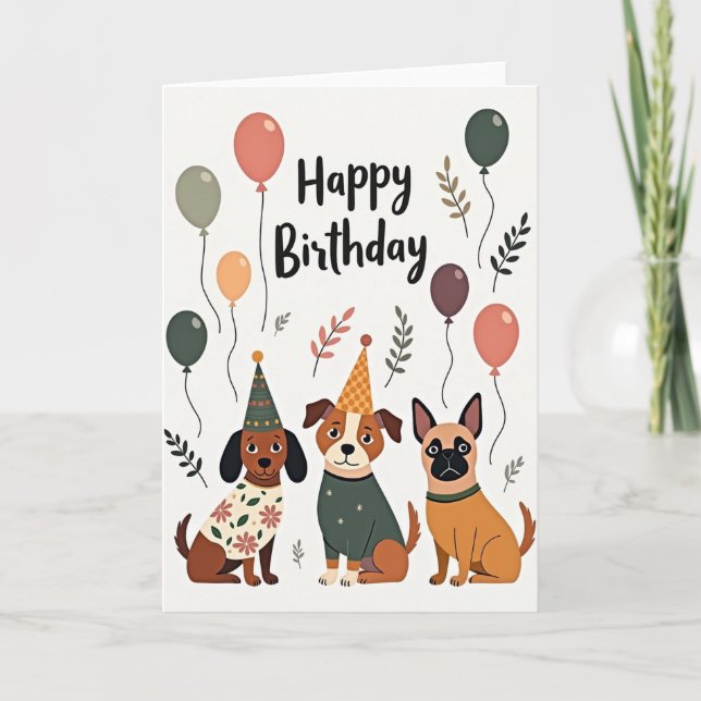 Födelsedagskort för hundparty kort (Framsida)