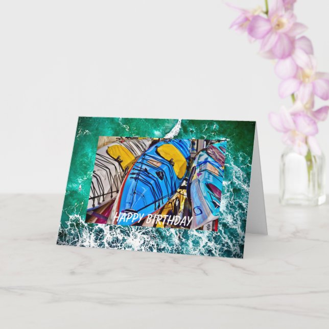 Födelsedagskort för kajaker, 5" x 7" vikt gratulat kort (Orkide)