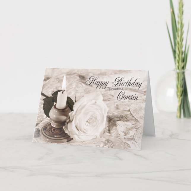 Födelsedagskort för kusin, ljus och ro kort (Framsida)