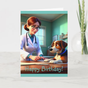 Födelsedagskort för kvinnliga veterinärer kort