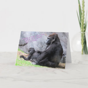 Födelsedagskort för Mamma - Mamma och Baby Gorilla Kort