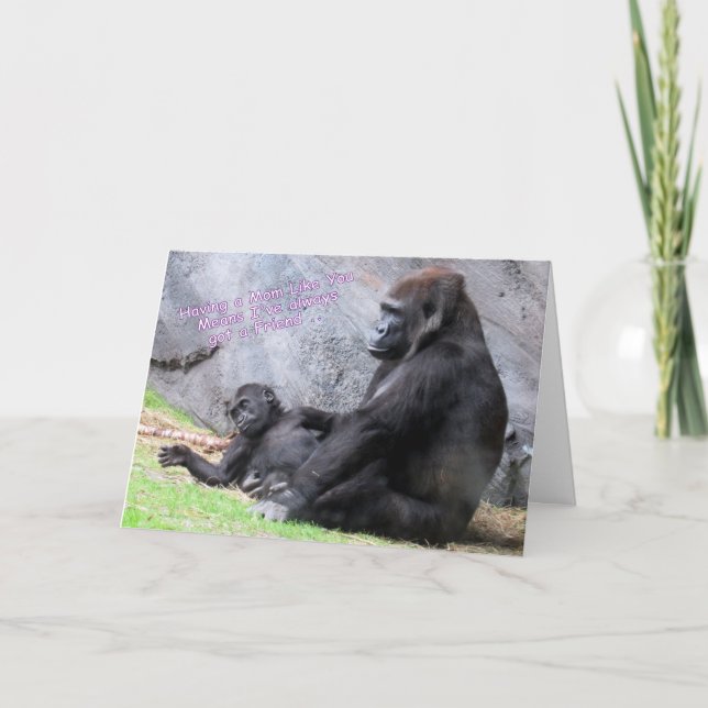 Födelsedagskort för Mamma - Mamma och Baby Gorilla Kort (Framsida)