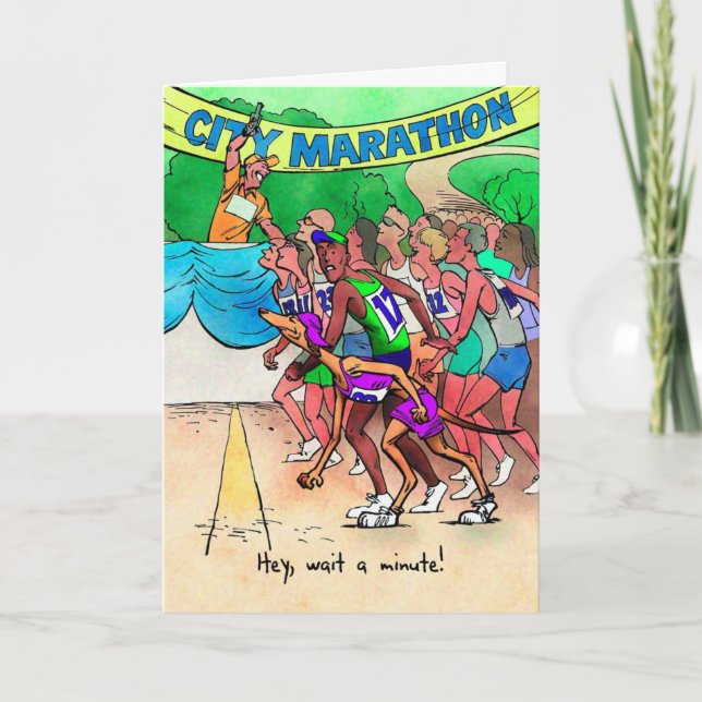 Födelsedagskort för Marathoner - Greyhound Springe Kort (Framsida)