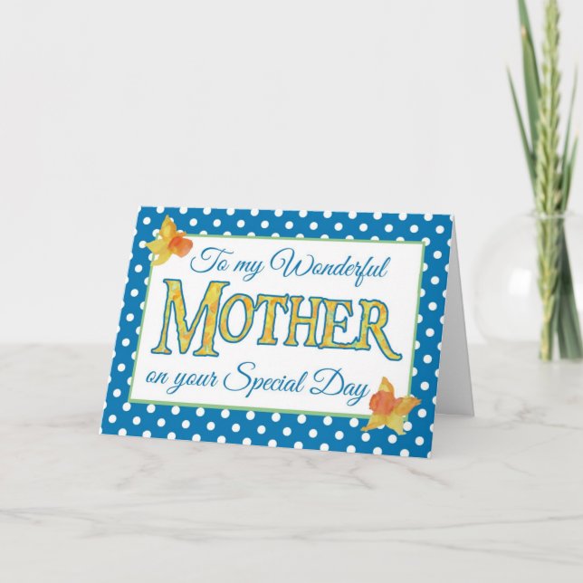 Födelsedagskort för Mor, Daffodils och Polka dots Kort (Framsida)