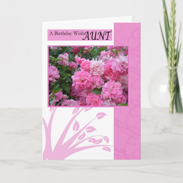Födelsedagskort för Moster, vild rosa ros Kort (Framsida)