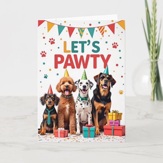 Födelsedagskort för Party Pups Kort (Framsida)