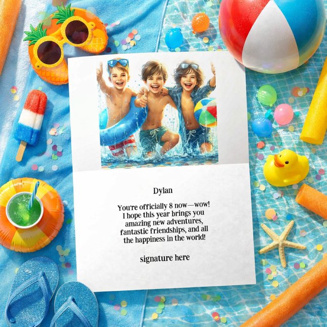 Födelsedagskort för pojke med poolfest kort (Skapare uppladdad)