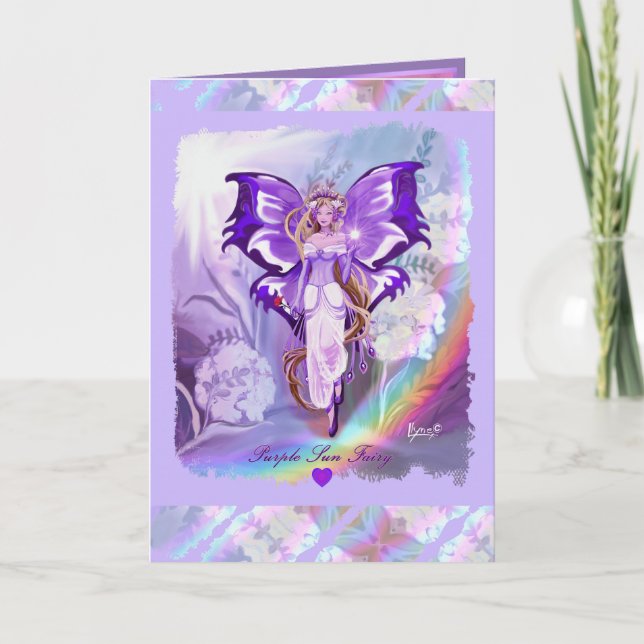 Födelsedagskort för Purple Sun Fairy Tack Kort (Framsida)