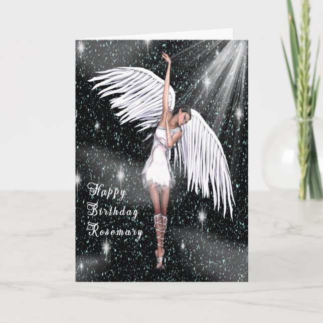 Födelsedagskort för Rosemary med Angel Kort (Framsida)