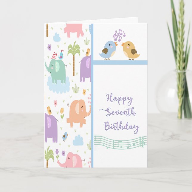 Födelsedagskort för sju år gammal kort (Framsida)