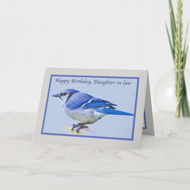 Födelsedagskort för svärdotter med Blue Jay Bird Kort (Framsida)